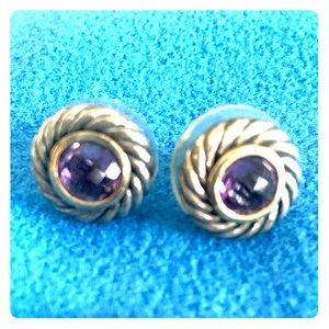 Amethyst round cookie Yurman earrings